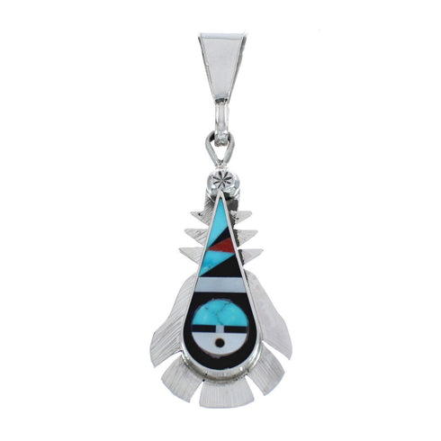 Native American Zuni Multicolor Sterling Silver Sun Pendant AX125414